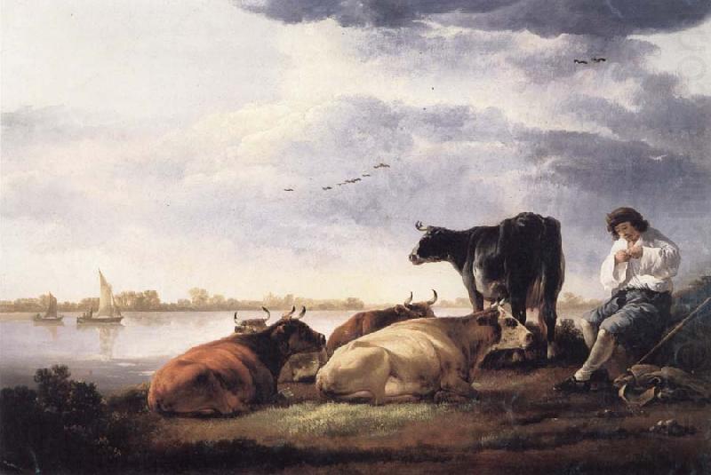Aelbert Cuyp Cows and Herdsman by a River china oil painting image